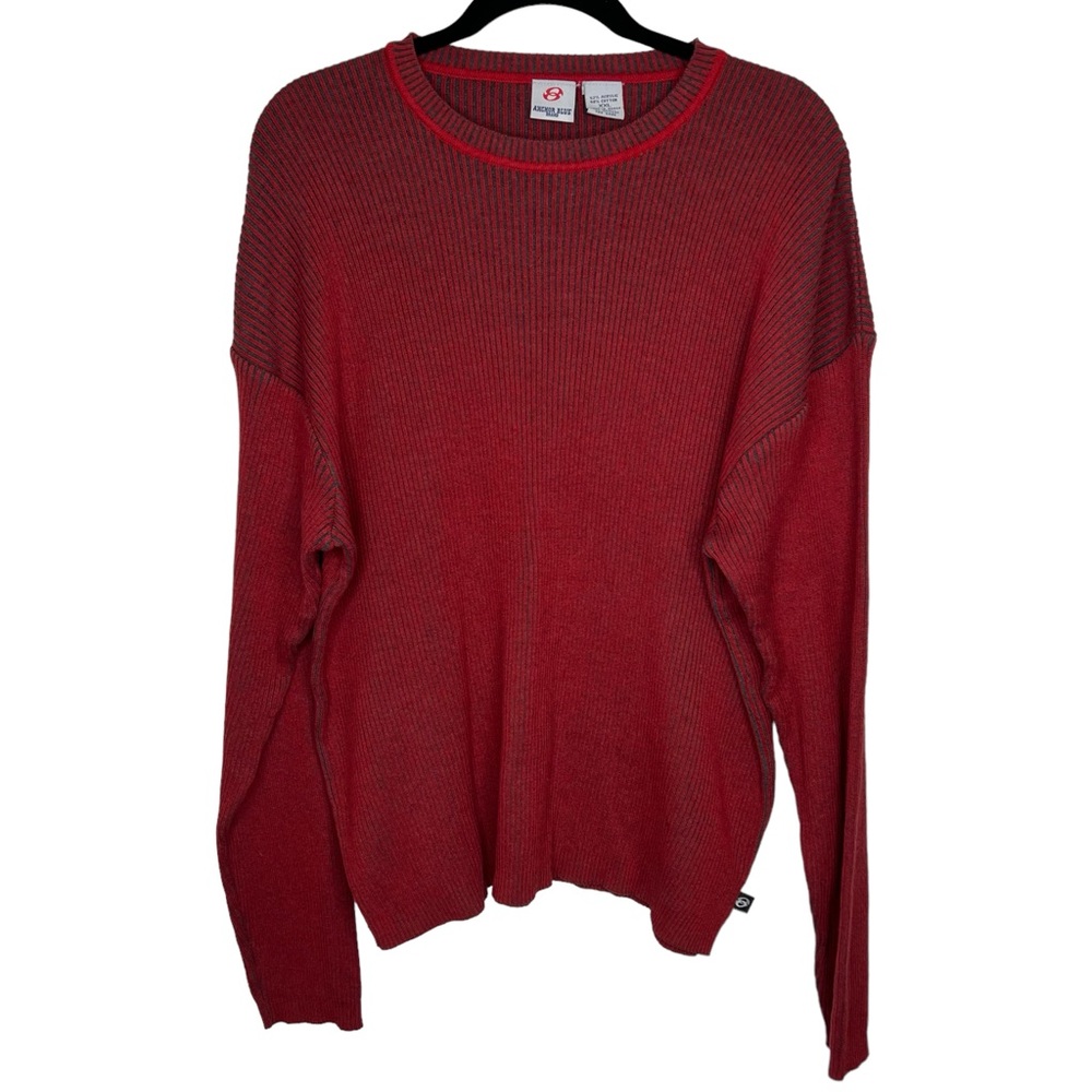 90s Vintage Anchor Blue Red Grey Sweater‎ XXL